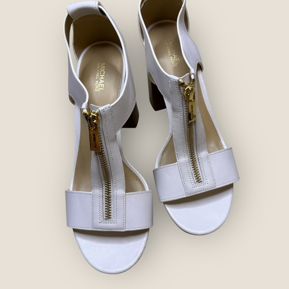 Michael Kors Berkley Leather Block-Heel Sandals – White, Size 9M (NWOB) - Picture 6 of 10